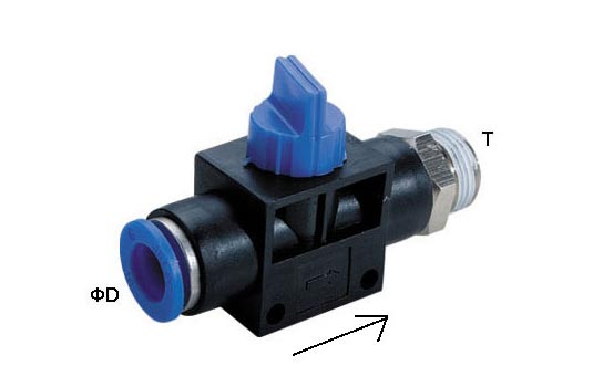 From tube insertion side to thread side hand valve